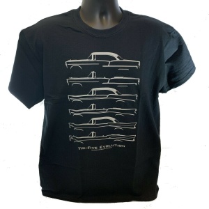 Chevrolet T-Shirt - Gray w/ Tri-5 Models 1955-57 Bel Air 210 / 150 (Licensed)
