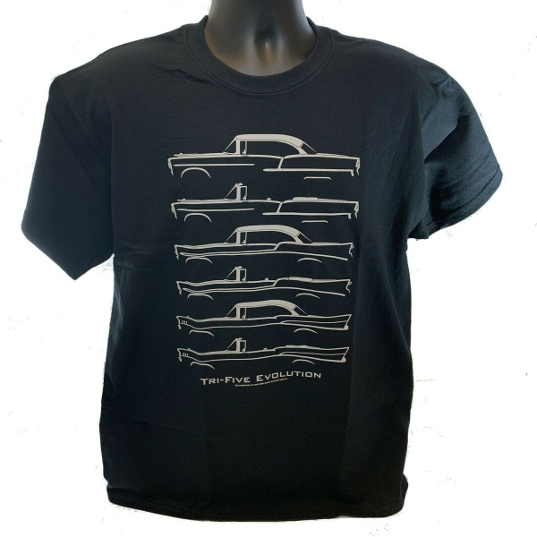 Chevrolet T-Shirt - Gray w/ Tri-5 Models 1955-57 Bel Air 210 / 150 (Licensed)