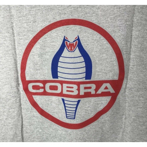 Ford Cobra Snake T-Shirt - Gray w/ Blue & Red Logo / Emblem (Licensed)