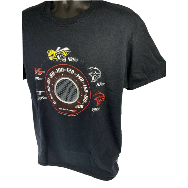 Black T-Shirt w/ Speedometer Dodge Challenger & Charger Trim Levels