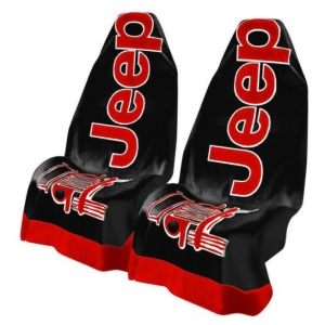 Pair of Jeep Seat Cover Towels - Red & Black Universal Seat Protectors