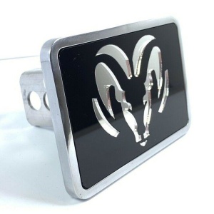 Dodge Tow Hitch Cover - Black w/ Silver Ram Logo