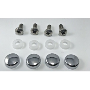 (4) License Plate Chrome Caps / Covers & Screws