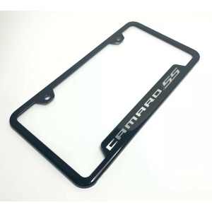 Chevy Camaro SS License Plate Frame - Black w/ Silver Logo