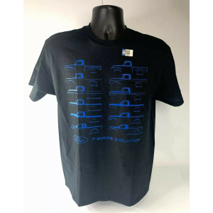Ford Truck Evolution T-Shirt - Black w/ Blue 1948-09 F-100 & F-150 Body Styles