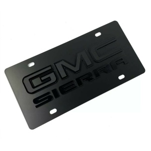 GMC Sierra Emblem Premium Full Black License Plate - 3D Logo