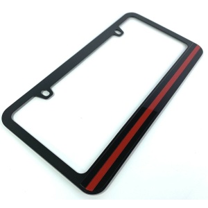 Firefighter Thin Red Line License Plate Frame - Black