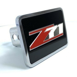 Chevy Z71 Tow Hitch Cover - Black w/ Red and Silver Logo