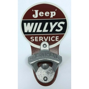 Vintage Style Service Wall Mount Metal Bottle Opener Sign w/ Willys Jeep Logo
