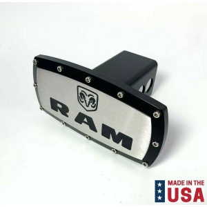 2" Dodge Ram Tow Hitch Cover - Black Inlay w/ Allen Bolt Outline