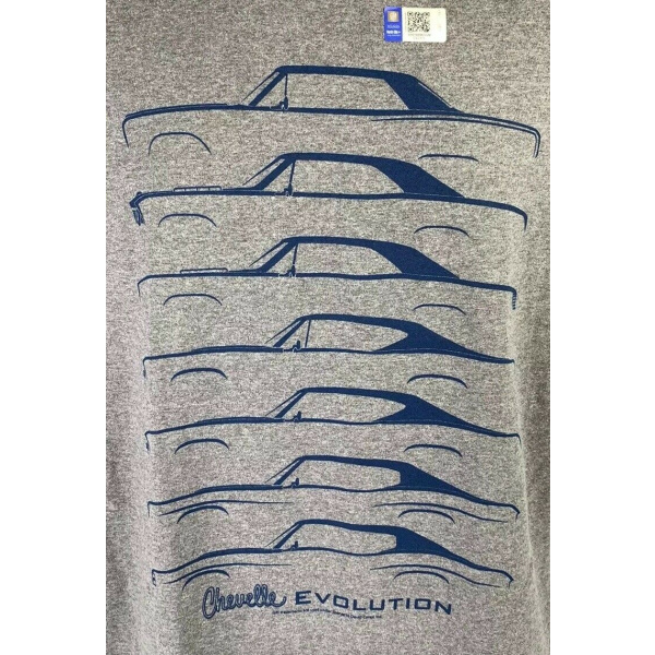 Chevrolet Chevelle Evolution T-Shirt - Gray w/ Blue Generation Body Styles
