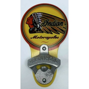 Vintage Style Indian Motorcycles Head Wall Mount Metal Bottle Opener Sign