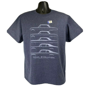 Chevy Nova Evolution T-Shirt - Light Heather Navy w/ Generation Body Styles
