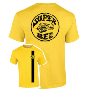 Dodge Super Bee T-Shirt - Yellow w/ Racing Stripe & Emblem