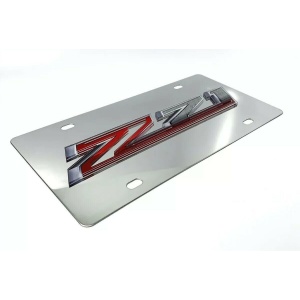 Chevy Silverado Z71 Emblem Chrome License Plate - 3D Gloss Logo