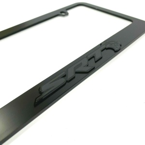 Dodge SRT Hellcat Black License Plate Frame - Black Script & Emblem