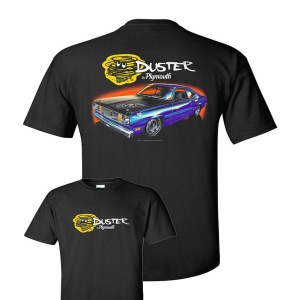 Black T-Shirt w/ Blue 1972 340 Plymouth Duster & Logo / Emblem (Licensed)
