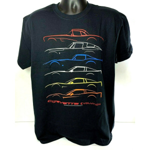 Chevrolet Corvette T-Shirt - Black w/ 1953-2019 Models Evolution (Licensed)