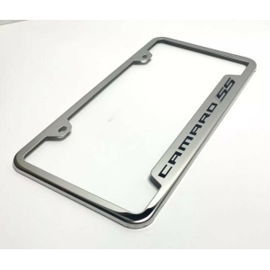 Chevy Camaro SS License Plate Frame - Chrome w/ Black Logo