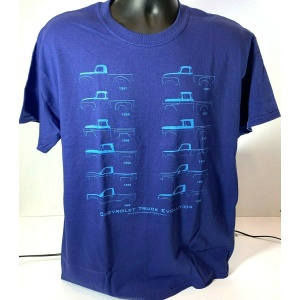 Chevrolet Pickup T-Shirt - Blue w/ Truck Models 1941-1999 Evolution (Licensed)