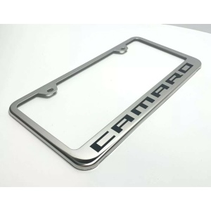 Chevy Camaro License Plate Frame - Chrome w/ Black Logo
