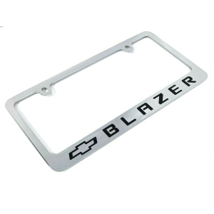 Chevy Blazer Chrome License Plate Frame - Premium Engraved w/ Black Bowtie