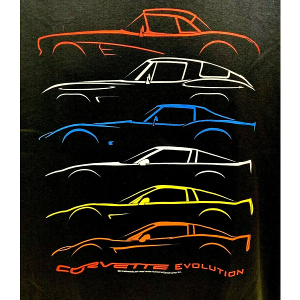 Chevrolet Corvette T-Shirt - Black w/ 1953-2019 Models Evolution (Licensed)