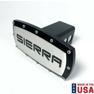 GMC Sierra Hitch Cover Plug For 2" Inch Tow Receiver - Black Script w/ Outline