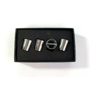 Dodge HEMI Valve Stem Caps - Tapered Chrome w/ Black