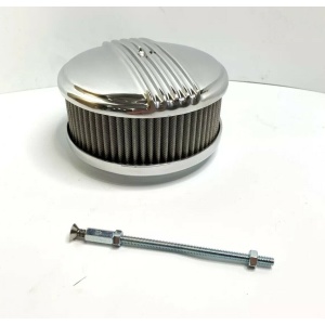 Polished Half Finned Aluminum Air Cleaner - 4 Barrel 6-3/8" Show Quality
