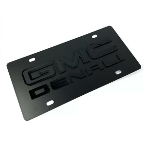 GMC Denali Emblem Premium Full Black License Plate - 3D Logo