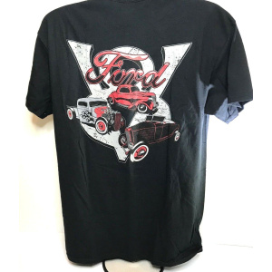 Ford T-Shirt - Black w/ Ford Model A V8 Logo / Emblem - Hot Rod Car & Truck