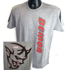 Gray T-Shirt w/ Red Dodge Demon Emblem / Logo (Licensed)
