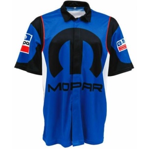 Racing Pit Style Button Up Shirt w/ Embroidered Mopar Logo / Emblem