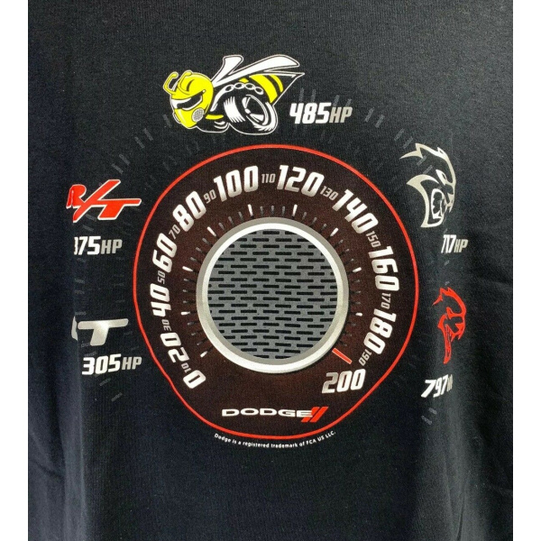 Black T-Shirt w/ Speedometer Dodge Challenger & Charger Trim Levels
