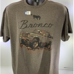 Ford Bronco T-Shirt - Heather Brown w/ 1st Generation 1966-1977 Logo / Emblem (Licensed)