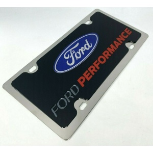Ford Performance License Plate - Polished Stainless Steel w/ Black Acrylic Emblem