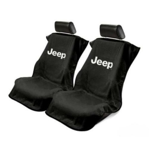 Pair of Black Universal Seat Armour Towel Covers for Jeep (Licensed)