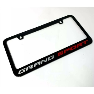 Chevy C7 Grand Sport Corvette Black License Plate Frame - Premium Engraved
