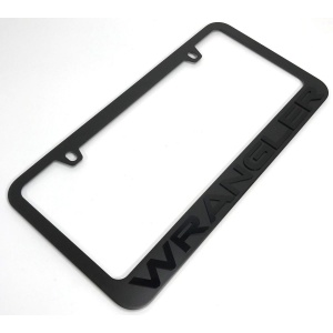 Jeep Wrangler License Plate Frame - Black with Black Letters
