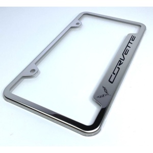 Chevrolet Corvette C7 License Plate Frame - Chrome with Logo