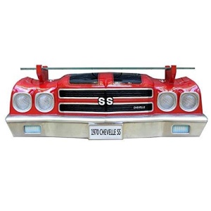 1970 Chevy Chevelle SS Wall Shelf - Red w/ Black Stripes and LED Headlights