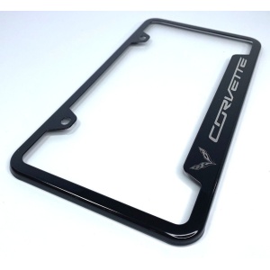 Chevrolet Corvette C7 License Plate Frame - Black with Logo