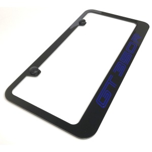 Ford Shelby Mustang GT350R License Plate Frame - Black with Blue Script