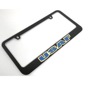 Air Force License Plate Frame - Black with Blue Letters