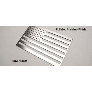 Pair of Stainless Steel American Flag Emblems - Polished