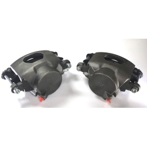 Pair of GM Front Single Piston Brake Calipers with Pads - Zinc Coated
