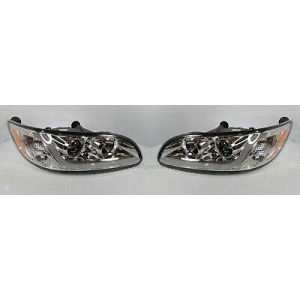 Pair Chrome Peterbilt Projection Headlights with Dual Function LED Light Bar