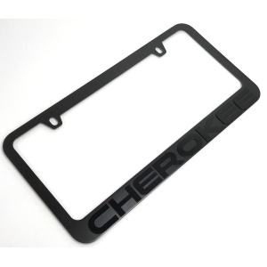 Jeep Cherokee License Plate Frame - Black with Black Script