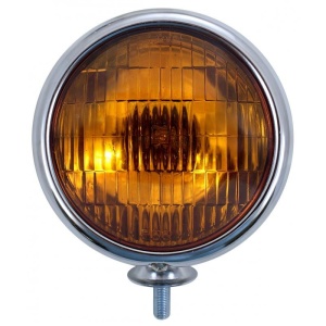 Vintage Round Chrome Amber Fog Light - 12V